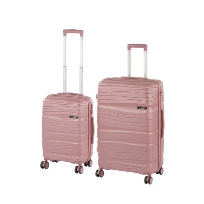 Set valize Leziter TraveLux Voyager VI, ABS cu TSA, cabină + mare, aur roz