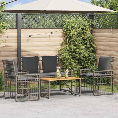 Set de Mobilier pentru Exterior 4 pcs Gri și gri închis GartenMobel Dekor