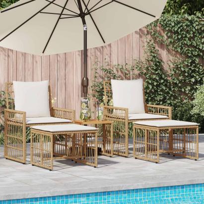 Set de Mobilier pentru Exterior 5 pcs Alb Natural și Crem GartenMobel Dekor
