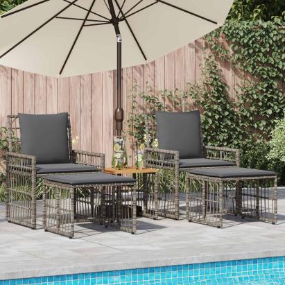 Set de Mobilier pentru Exterior 5 pcs Gri și gri închis GartenMobel Dekor