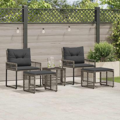 Set de Mobilier pentru Exterior cu pernă 5 pcs Gri GartenMobel Dekor