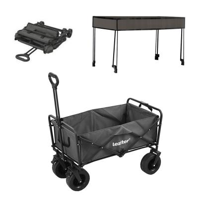 Cărucior de plajă pliabil Leziter Premium cu acoperiș UV, 100 kg, gri