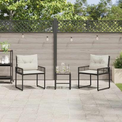 Set de Mobilier pentru Exterior cu pernă 3 pcs Negru și Alb GartenMobel Dekor