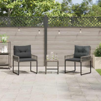 Set de Mobilier pentru Exterior cu pernă 3 pcs Gri GartenMobel Dekor