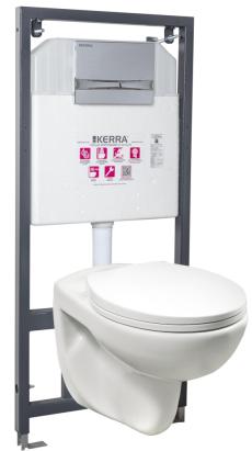 Set WC suspendat Kerra Doris cu rezervor îngropat și clapetă dublă crom