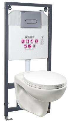 Set WC suspendat Kerra Doris cu cadru montaj si rezervor incastrat, clapeta crom