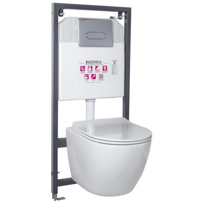 Set WC suspendat Kerra Kasos cu rezervor încastrat și clapetă crom Pacific
