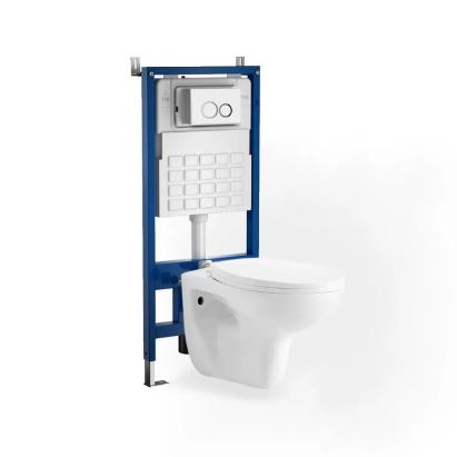 Set WC încastrat Leziter Roya 82W cu rezervor 6/9L, vas ceramic și placă albă
