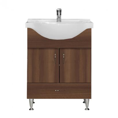 Masca chiuvetă baie Leziter Bianca Plus 65 cu lavoar ceramic, Aida nuc