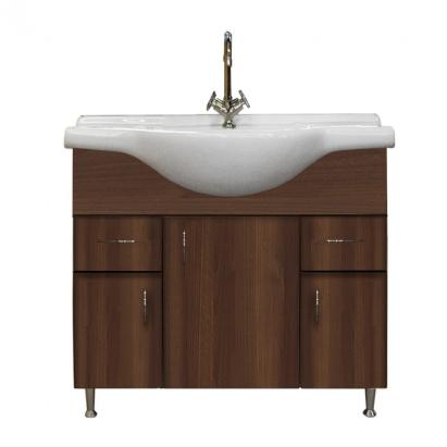 Masca chiuveta baie Leziter Bianca Plus 85 cu lavoar ceramic, nuc Aida