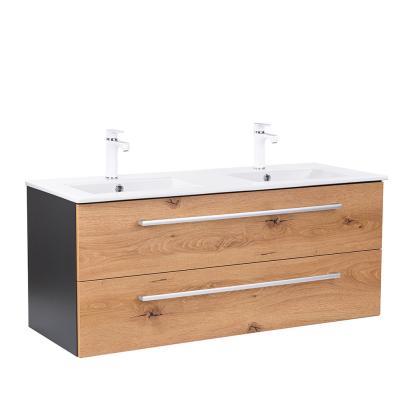 Masca lavoar baie Leziter Vario Clam 120 cm cu lavoar ceramic, antracit-stejar