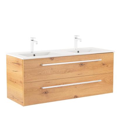 Mobilier baie suspendat Leziter Vario Clam 120 cm cu lavoar ceramic, stejar