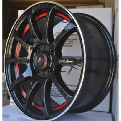 Set jante aliaj ART 355, 14 inch, finisaj negru lucios cu accente rosii