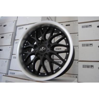 Set jante ART 901 17 inch, negru mat cu buza polish mat, cu kit instalare