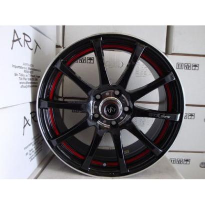 Set jante aliaj ART 355 L 16" negru cu detalii roșii, kit montaj inclus
