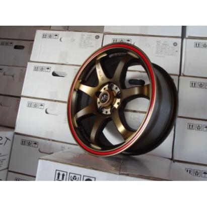 Set jante ART 356 B 15 inch, design sport cu inel rosu, cu kit montaj
