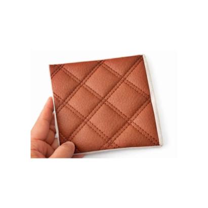 Material imitație piele matlasată romb maro, cusătură maro, 5 mm (Y01MM)