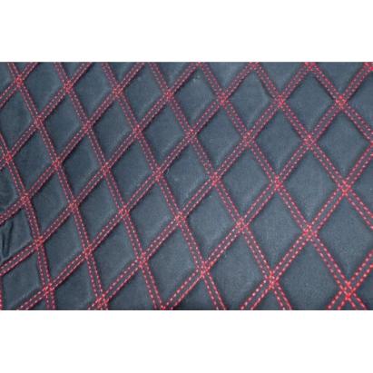 Material pentru covorașe auto romb negru cu cusătură roșie, antiderapant (COV02NR)