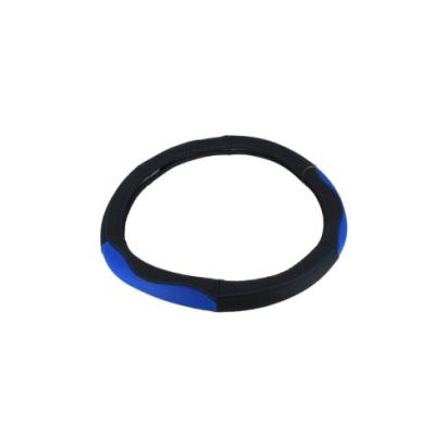 Husă volan auto din piele perforată, mărimea M 38 cm, negru-albastru (K436)