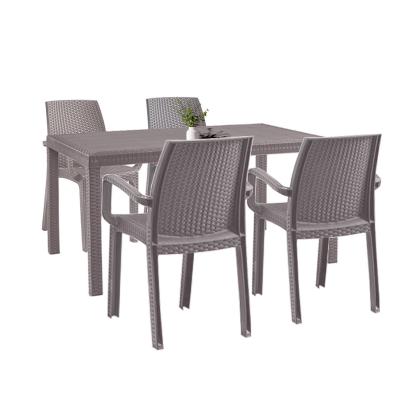 Set mobilier de grădină Leziter Corri 4+1, cappuccino, efect ratan, masă 150x90