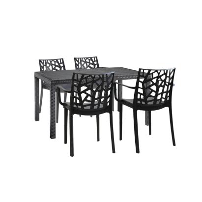 Set mobilier grădină Leziter Violina 4+1, grafit, masă 150x90 și 4 fotolii cu cotiere