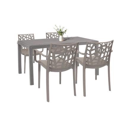 Set mobilier grădină Leziter Violina 4+1 cappuccino, masă 150x90 + 4 scaune