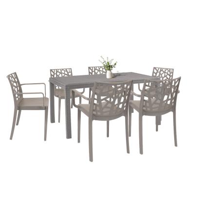 Set mobilier grădină Leziter Violina 6+1 cappuccino, masă 150x90 și 6 scaune