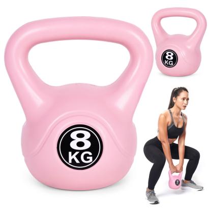 Kettlebell Homelux 8 kg roz cu mâner ergonomic și bază stabilă pentru fitness