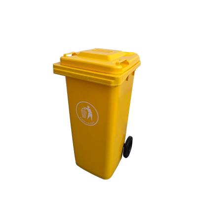 Container deșeuri Leziter 120L, galben, cu roți și capac etanș, HDPE