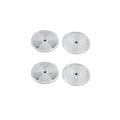 Set 4 reflectoare auto rotunde albe 61x6 mm, montaj adeziv/surub (Cod 9032)