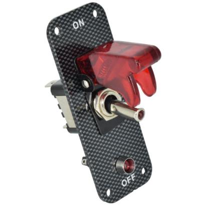 Buton pornire 12V 20A cu LED rosu si capac de protectie, Cod 311206