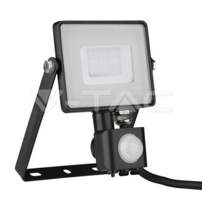 Proiector LED exterior 30W cu senzor, cip Samsung, 4000K, IP65, negru