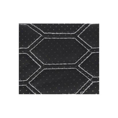 Material imitație piele pentru tapițerie, model hexagon perforat, negru cu cusătură gri (Y03NG)
