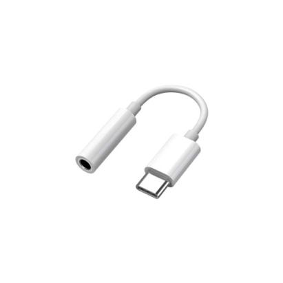 Adaptor USB-C la jack 3.5 mm mama, cablu scurt, alb – audio pentru casti
