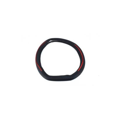 Husă volan sport din imitație piele, mărimea M 37–39 cm, negru cu cusătură roșie