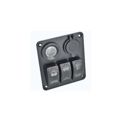 Panou de control 12V cu voltmetru, 3 intrerupatoare si 2 porturi USB (SP04/SPA16)
