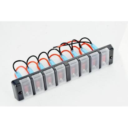 Panou cu 8 întrerupătoare 12V 20A, butoane roșii, model SPP22