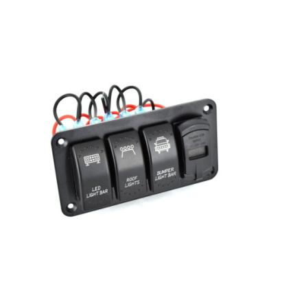 Panou de control auto cu voltmetru, 3 întrerupătoare și dublu USB 5V 4.8A (SPA11)