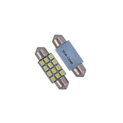 Bec auto LED sofit 11x39mm, 12 SMD 1210 alb 6000K, 12V (set) JSUN42