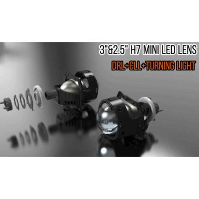 Set lupe LED pentru far 12V, 3 inch, cu DRL si semnalizare, 6000K (NVEL-LENS-DRL01)