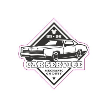 Abțibild auto „Retro Car Service” din ORACAL, 13 cm – TAG 011/T2