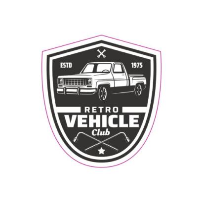 Abțibild auto Retro Vehicle Club din vinil ORACAL, 13 cm, TAG 012/T2