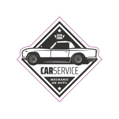 Abțibild Retro Car Service din vinil ORACAL, 13 cm, Cod TAG 014/T2