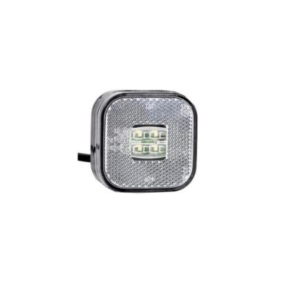 Lampă gabarit LED albă 62x62 mm, 12–36V, cu catadioptru, Fristom FT-027-B