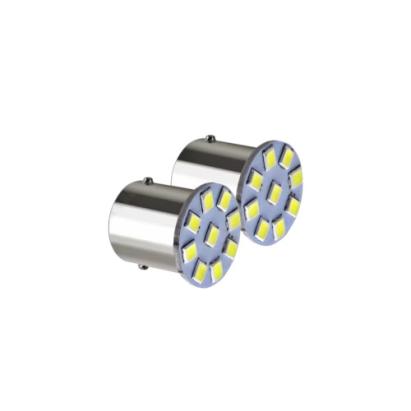 Set 2 becuri LED BA15S 24V, 9 SMD 1210, lumina alba rece, 180 lm
