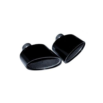 Set ornamente tobă Audi tip RS, negru, inox 304, intrare 6,5 cm, ieșire 15,5 cm