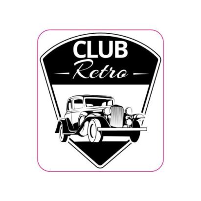 Abțibild auto „Club Retro” din Oracal, 7.5 x 8 cm, rezistent la exterior