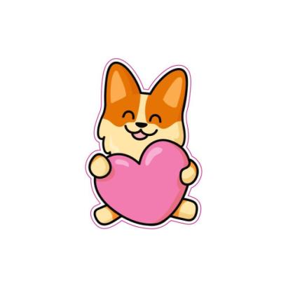 Abțibild decorativ cățeluș cu inimioară din Oracal, 10x6 cm (TAG 061/T2)