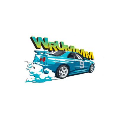 Abtibild mașină „Wrumm” albastră, autocolant Oracal 10x6 cm