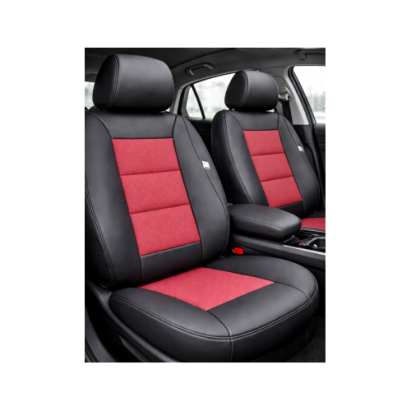 Set huse scaune auto universale premium, bancheta fractionata, negru-rosu